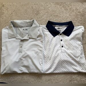 Adidas men’s Gray and White short sleeve Polos